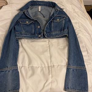 Zara Cropped Dark Jean Jacket